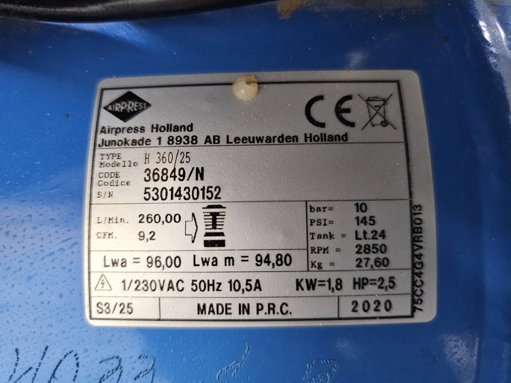Tweedehands Compressor Airpress H360/25  24liter 230V