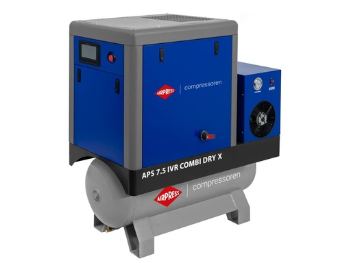 [369957-IVR] Schroefcompressor APS 7,5 IVR Combi Dry X 10 bar 7,5 pk/5,5 kW 170-690 l/min 200l