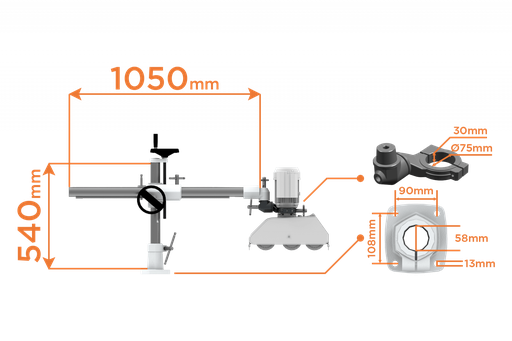 [13300700] Universele standaard voor aandrijver - horizontale arm 1050 mm, verticale kolom 540 mm